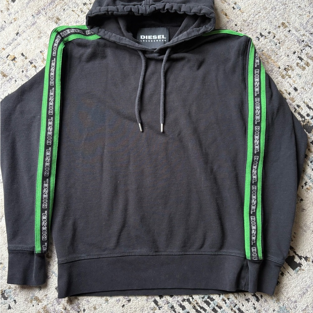 Diesel Lounge Black Hoodie With Diesel Logo Embroidery